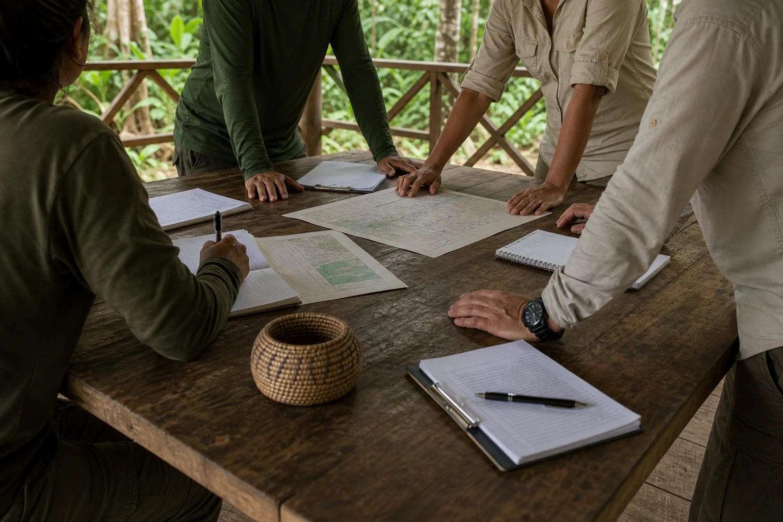 Equipe alinhando rotinas e responsabilidades operacionais no Jardim da Amazônia