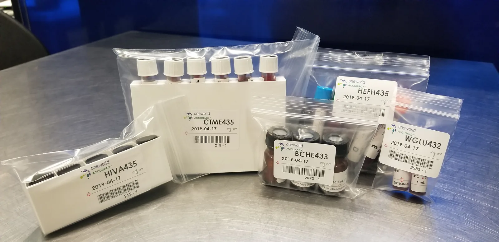 Kits de amostras biológicas identificados da OneWorld Accuracy
